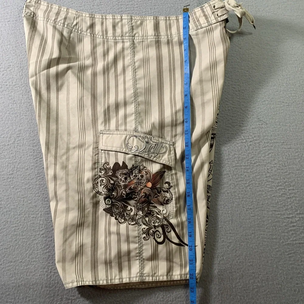 vintage O'Neill men's abstract graphic board short  Brown stripe Sz 36 Y2K 00s